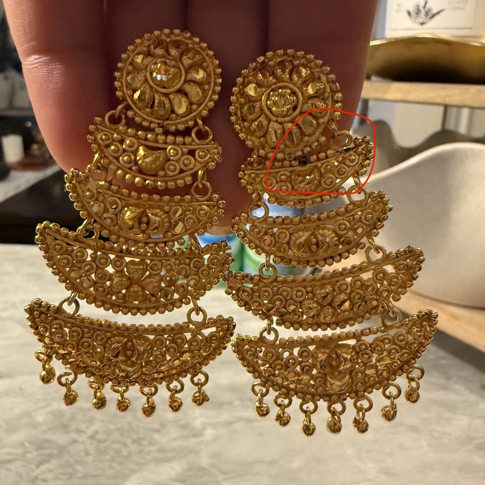 Elegant Gold Tiered Earrings - Picture 4 of 9